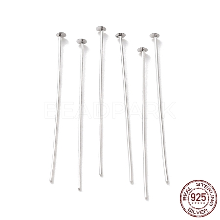 Anti-Tarnish Rhodium Plated 925 Sterling Silver Flat Head Pins STER-M117-03C-P-1