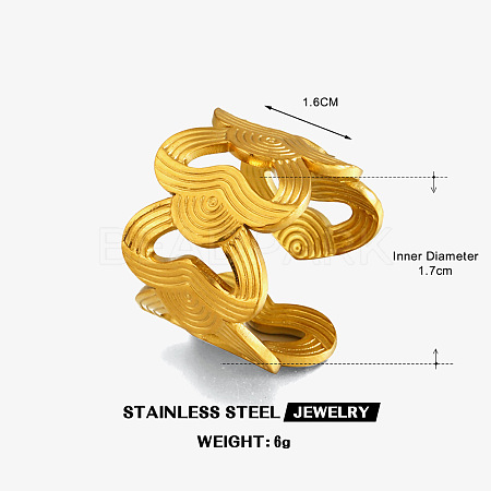 304 Stainless Steel Open Cuff Rings for Women WG62170-01-1