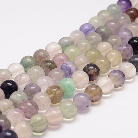 Natural Fluorite Bead Strands G-K153-B36-8mm-1