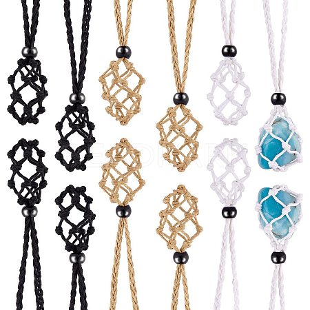 Braided Waxed Cotton Thread Cords Macrame Pouch Necklace Making AJEW-SW00020-1