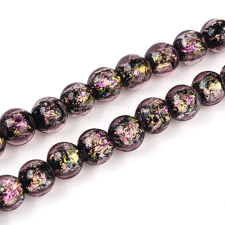 Handmade Foil Glass Beads Strands FOIL-N029-05A-1