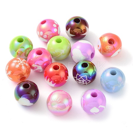 Printed Opaque Acrylic Beads OACR-Z013-28-1