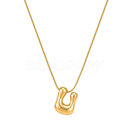 304 Stainless Steel Alphabet Pendant Necklaces for Men and Women GP1122-21-1