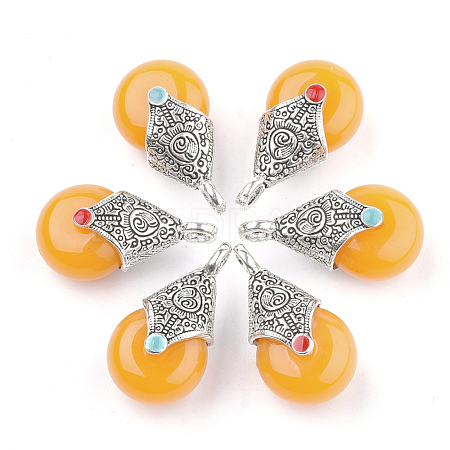 Tibetan Style Resin Pendants RESI-T022-16B-1