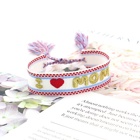 Mother's Day Adjustable Polyester Embroidery Braided Cord Bracelets FS-WGFCFA1-04-1