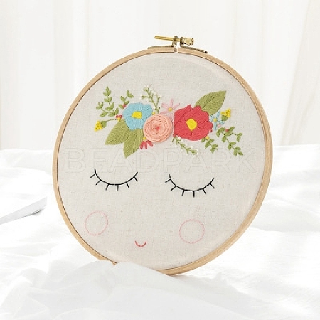 Flower Pattern DIY Embroidery Kit DIY-P077-028-1