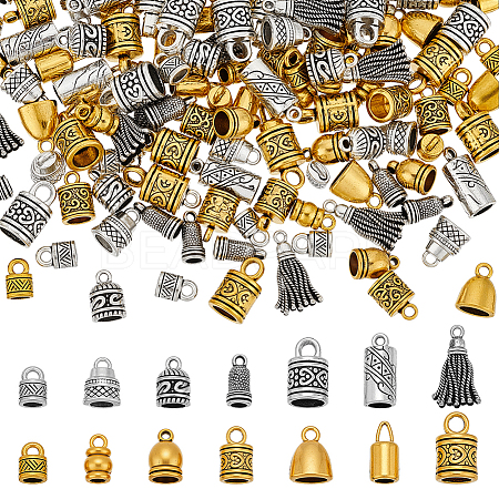 140Pcs 14 Styles Tibetan Style Alloy Cord Ends FIND-PH0025-78-1