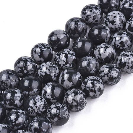 Synthetic Snowflake Obsidian Beads Strands G-T129-15-1-1