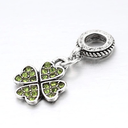 Large Hole Clover Alloy Enamel European Dangle Charms MPDL-L010-03C-1