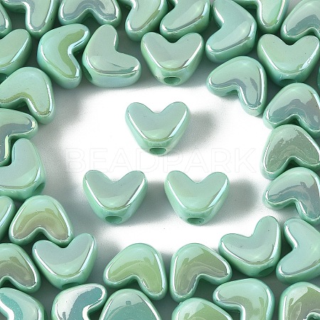 50Pcs UV Plating Opaque Acrylic Beads MACR-YW0004-06C-1