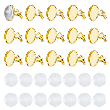 DIY Blank Dome Brass Cufflink Making Kits BUTT-DC0001-14-1