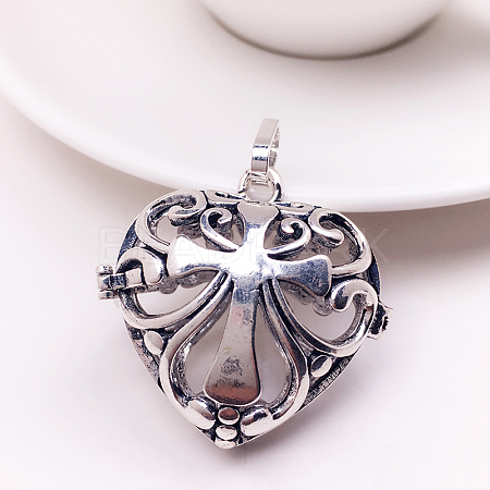 Tibetan Style Brass Bead Cage Pendants BECA-PW0002-02AS-1