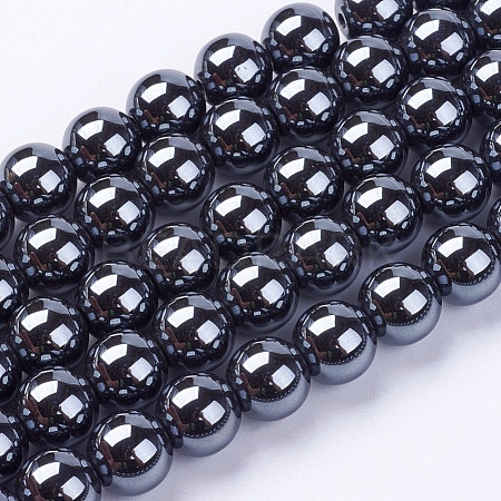 Non-Magnetic Synthetic Hematite Beads Strands G-H1623-10mm-1-1
