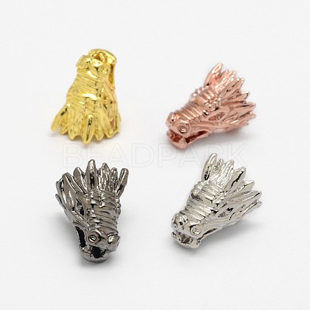 Dragon Head Alloy Beads PALLOY-O059-M-1