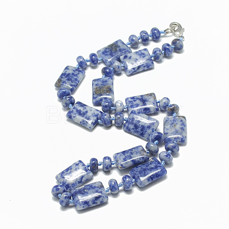 Natural Blue Spot Jasper Beaded Necklaces NJEW-S395-03-1