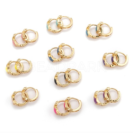 Brass Micro Pave Clear Cubic Zirconia Huggie Hoop Earrings EJEW-P187-C-1