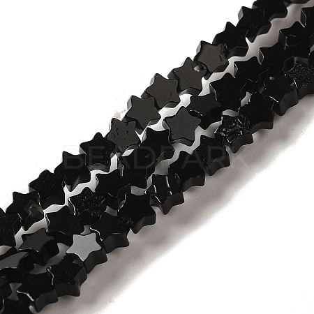 Natural Black Onyx(Dyed & Heated) Beads Strands G-G085-B44-01-1