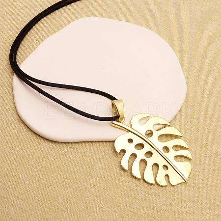 Bohemian Style Zinc Alloy Pendant Black Waxed Cord Necklaces for Women FS-WG15105-10-1