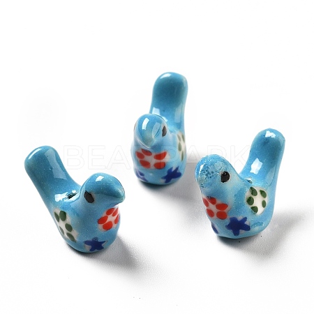 Handmade Printed Porcelain Beads PORC-F005-04F-1