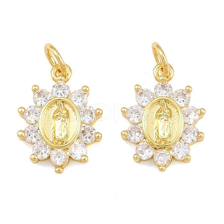 Brass Micro Pave Clear Cubic Zirconia Pendants CU-CBAB3AD-03G-01-1