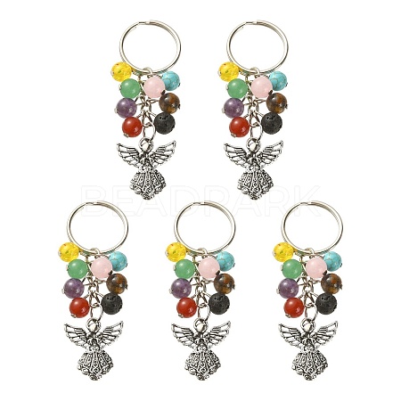 Mixed Gemstone Beads Keychain KEYC-YW0001-04-1