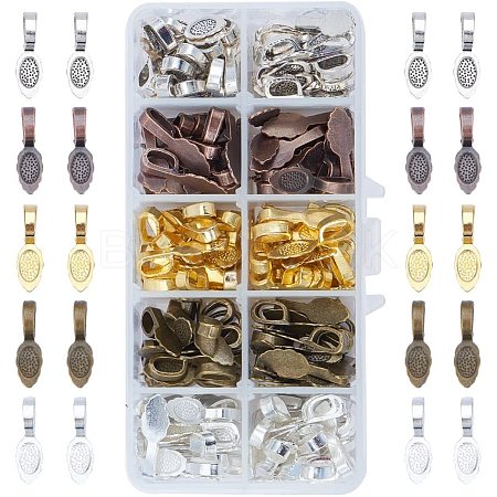 Tibetan Style Alloy Glue-on Flat Pad Bails TIBEB-PH0004-12-1