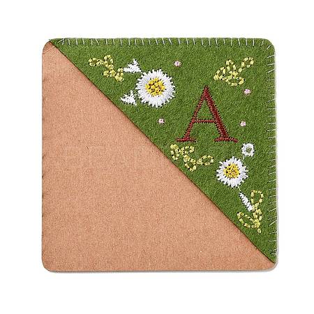 Embroidery Corner Bookmark Personalized Hand Embroidered Bookmark Flower Felt Triangle Corner Page Bookmark Four Season Bookmark for Book Reading Lovers Teachers JX511A-1