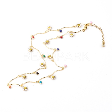 Brass Enamel Pendant Necklaces NJEW-JN03323-1
