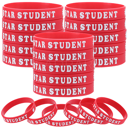 Word Star Student Silicone Cord Bracelet Wristband BJEW-WH0018-49A-1