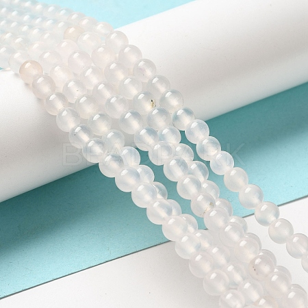 Natural White Agate Round Beads Strand G-L086-6mm-11-1