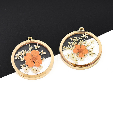 304 Stainless Steel Epoxy Resin Pendants STAS-T072-21-1