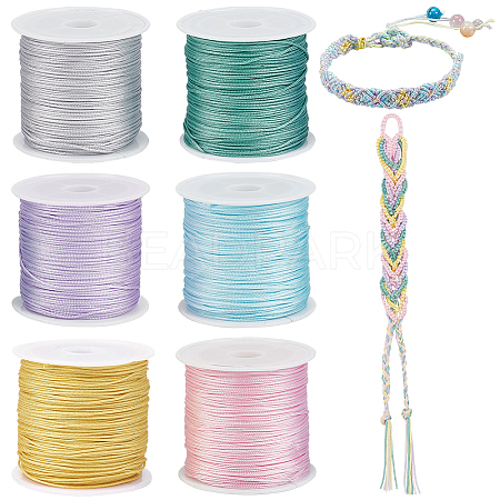 6 Rolls 6 Colors Nylon Chinese Knot Cord NWIR-PH0002-27A-1