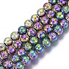 Electroplated Natural Lava Rock Beads Strands X-G-S352-30B-02-1