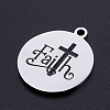 Non-Tarnish 201 Stainless Steel Etched Charms STAS-N090-JN806-2