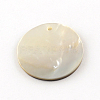 Flat Round Black Lip Shell Pendants SHEL-R009-32-3