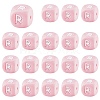 20Pcs Pink Cube Letter Silicone Beads 12x12x12mm Square Dice Alphabet Beads with 2mm Hole Spacer Loose Letter Beads for Bracelet Necklace Jewelry Making JX435R-1