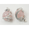 Natural Rose Quartz Pendants X-G-H1527-6-2