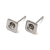 Non-Tarnish Square 201 Stainless Steel Stud Earring Findings STAS-Q315-05P-1