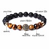 Natural Tiger Eye & Lava Rock & Cubic Zirconia Round Beads Stretch Bracelets for Men Women Round Beads Stretch Bracelets for Men Women FF8165-2-1