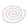 Faceted Cube Glass & ABS Plastic Imitation Pearl Beaded Chains CHS-G026-02KCG-02-1-3