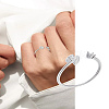 1Pc Letter Brass Rhinestone Open Cuff Rings for Women AJEW-LP0004-47B-S-1