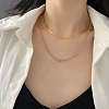 304 Stainless Steel Herringbone & Satellite Chains Double Layer Necklaces BJEW-K257-05G-6