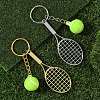 5Pcs Opaque Acrylic Tennis with Alloy Tennis Racket Keychains KEYC-YW00243-01-5
