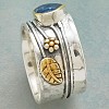 Teardrop & Flower & Leaf Pattern Alloy with Glass Finger Rings FS-WG58DE6-03-3