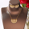 Brass Micro Pave Clear Cubic Zirconia Moon Pendant Necklaces & Stud Earrings Sets for Women QC9389-4