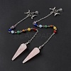 Natural Rose Quartz Hexagonal Pointed Cone Dowsing Pendulum Pendants G-G983-05P-02-1