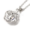 Rhinestone Flower Pandant Necklace with Cable Chains NJEW-K247-01P-3