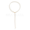 Alloy & White Imitation Pearl Round Beaded Link Chain Y Necklaces for Women FS-WG05D33-01-3