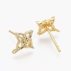 Brass Micro Pave Clear Cubic Zirconia Stud Earring Findings ZIRC-L098-041G-2
