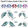 5 Sets 5 Colors Epoxy Resin Wing Pendants FIND-SC0014-12-2